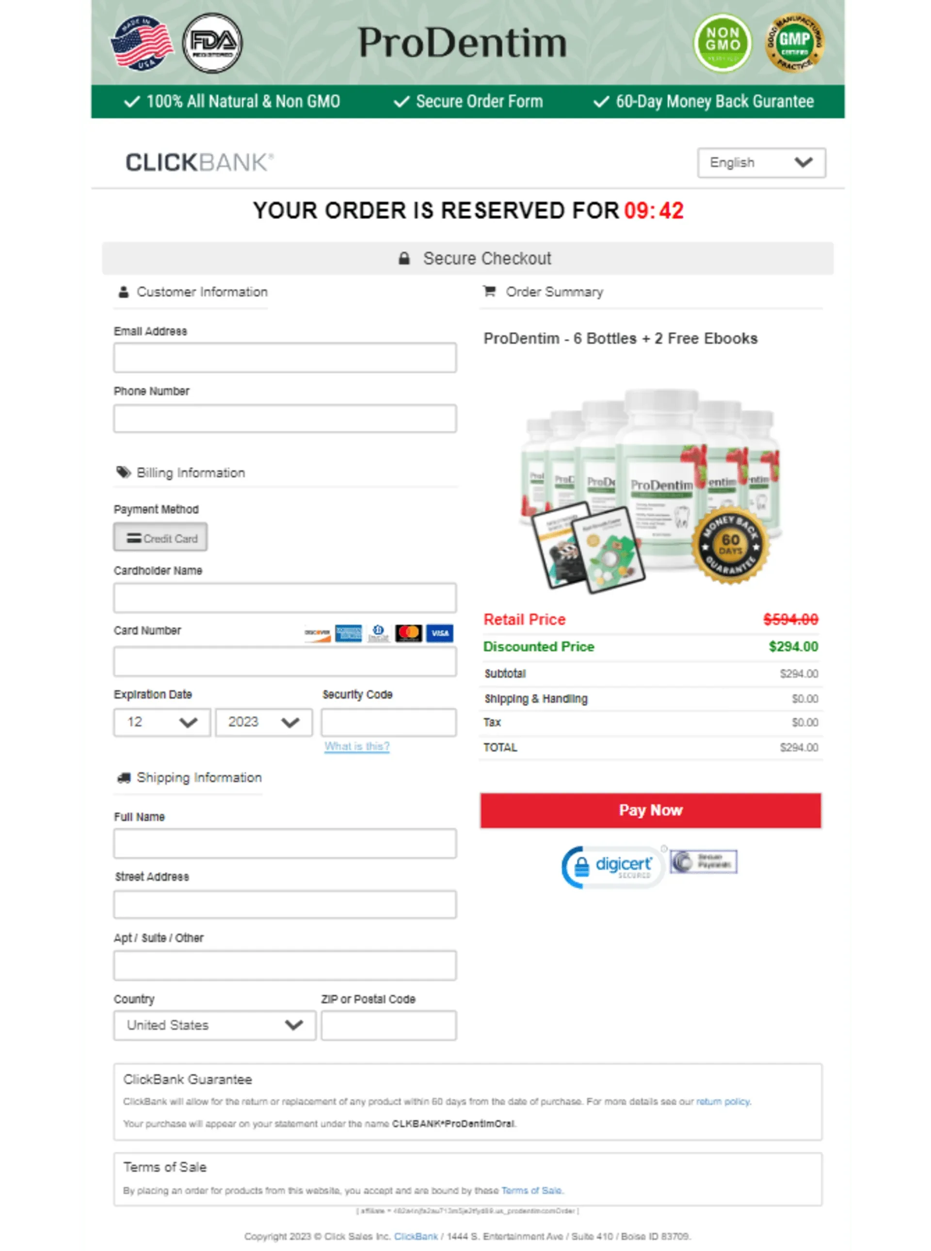 Prodentim Checkout Page
